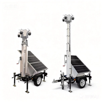 Remorque de surveillance solaire 6m avec mât manuel, tour de vidéosurveillance mobile standard US, panneau solaire 3*100W, unité de surveillance de sécurité hors réseau