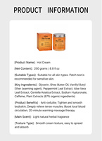 Crème Amincissante Anti-Cellulite aux Herbes 250g en Gros, Lotion Corporelle Marque Privée, Crème Chaude pour la Perte de Poids et la Combustion des Graisses