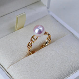 Bague en perle d'<span class=keywords><strong>Akoya</strong></span> de conception de joaillerie de mode, or 18 carats, inspirée de l'eau de mer japonaise, perle d'<span class=keywords><strong>Akoya</strong></span> blanche, bague ouverte pour mariage, cadeau de fête - Product Image 4