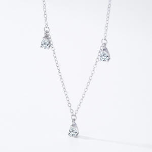 S925 Sterling Silver Pear-Shaped Tassel Teardrop Pendant <b>Necklace</b> Anniversary Gift for Women - Product Image 3