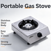Réchaud à gaz portable à brûleur unique en acier inoxydable de qualité supérieure, facile à nettoyer, alimenté par batterie, pour la maison, le camping et la cuisine en extérieur