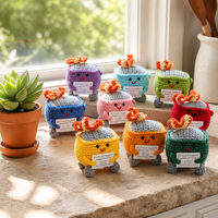 Peluche amusante faite main au crochet, motif 'Feu dans un poubelle', pour le soutien émotionnel, ornement de bureau créatif tricoté, cadeau de santé mentale pour amis