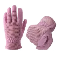 Gloves Pink Leather 3D Mesh Breathable Womens Garden Gloves Pink Scratch Resistance Leather Gardening Gloves