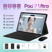 Tablet Kerja Pad 9 Ultra 11-Inci 16GB+1TB 108MP 8000mAh 5G Dual SIM+TF Pro Stylus MTK Wi-Fi untuk Penggunaan Bisnis