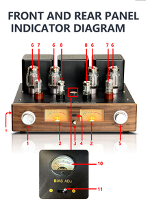 Amplificateur domestique à tubes MONA 50W double préampli KT88 push-pull 2.0 canaux, boîtier métallique, commutation <span class=keywords><strong>triode</strong></span> ultra-ligne, télécommande - Product Image 3