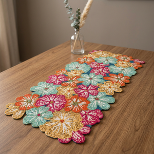 Camino de Mesa Bordado Floral de Algodón, Decoración Bohemia para el Hogar, Lavable - Product Image 4