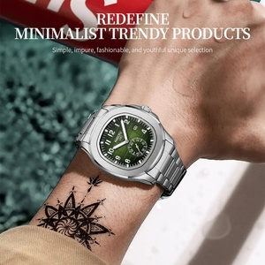 Montres de luxe NI2653 pour hommes, acier inoxydable, chronographe lumineux, bracelet en silicone, sport, étanche, montre masculine - Product Image 3