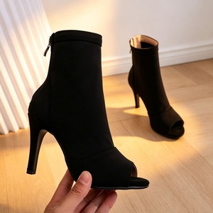 Botas de Baile Latino con Punta Abierta Color Marrón Rosa, Zapatos de Baile de Salón, Jazz, Bachata, Salsa, Pole Dance, <span class=keywords><strong>Tango</strong></span>, Sandalias para Mujer - Product Image 5