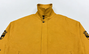 Men's Tribal Art Mask Print <b>Jacket</b> Yellow <b>Suede</b> Like Collared <b>Jacket</b> Casual Windproof Outerwear for Bulk Purchase - Product Image 6