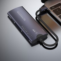 Nuevo Lector de Tarjetas Rápido 6 en 1 de Aleación de Aluminio USB Tipo-C M2 CF SD TF XD MS, Color Gris, Garantía de 12 Meses, Logotipo Personalizado Disponible