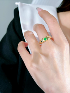 Stile <span class=keywords><strong>palazzo</strong></span> retrò 925 argento intarsiato diamante ad alto tenore di carbonio faccia liscia Versatile femmina di giada anello di fagiolo - Product Image 6