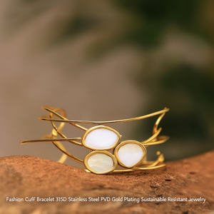 Fashion Cuff <b>Bracelet</b> 316L Stainless Steel PVD Gold Plating Sustainable Resistant Jewelry - Product Image 3
