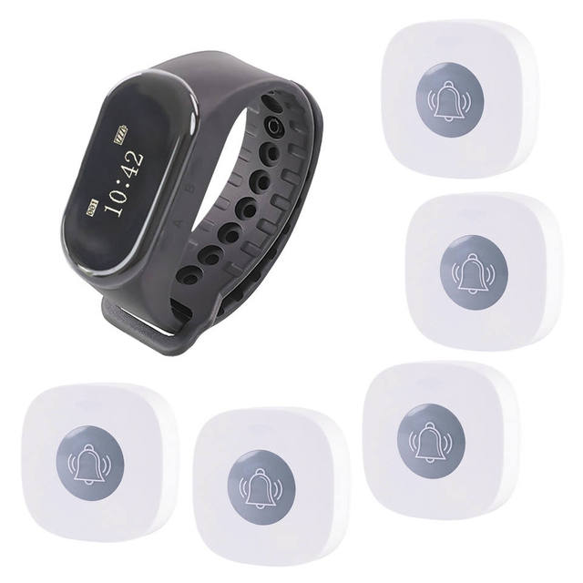 Wireless Waterproof Wrist Watch Paging System Receiver 315/433MHz 150ft Range for Restaurant Waiters Nurses Nursing Home