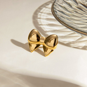 Bowknot Shape Gold Tone Open <b>Ring</b> For Party Unisex Fashion Jewelry - Product Image 2