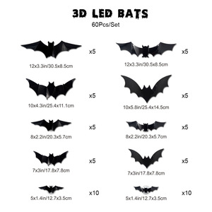 Luces LED 3D de Halloween, Adornos de Murciélagos de PVC, Calcomanías Luminosas para Pared, Decoración para Fiestas, Ventanas y Garajes - Product Image 2