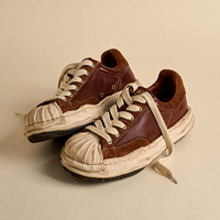 Baskets décontractées vintage pour hommes en cuir de cheval vieilli, faites à la main, style rétro, semelle épaisse, marron, sur mesure, vente en gros