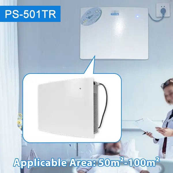 Eddaair 501TR Purificador de ar montado na parede, tecnologia de ionização bipolar de plasma para esterilização de matadouro, remove odores