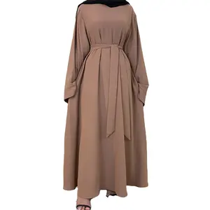 Grosir desain Abaya terbaru gaun Muslim Kimono hitam tertutup wanita Teluk Turki gaun Muslim Dubai Abaya