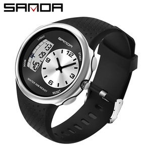 นาฬิกา SANDA 763 จอแสดงผลคู่, นาฬิกาข้อมือสำหรับเล่นกีฬากลางแจ้งแบบเรืองแสง, สายซิลิโคน, นาฬิกาปลุกพร้อมนาฬิกาจับเวลา - Product Image 1