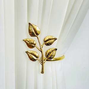 Sujetador de Cortina con Diseño de Hoja Dorada, Estilo Tradicional, Herraje Decorativo para Ventanas - Product Image 1