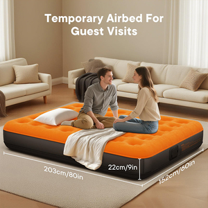 Lit <span class=keywords><strong>de</strong></span> camping gonflable portable avec pompe USB intégrée rechargeable, <span class=keywords><strong>matelas</strong></span> pneumatique pour invités, idéal pour l'extérieur, la maison et les voyages - Product Image 2