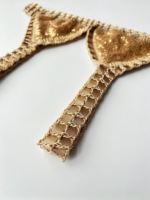 Handgemaakte gehaakte bikini set met bronzen pailletten OEM ODM groothandel fabrikant op maat gemaakte driehoekige badkleding voor merken