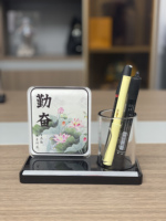 Porte-stylos de bureau en acrylique transparent personnalisé, facile à assembler, pour le rangement de la papeterie, organisation du bureau, style Americana