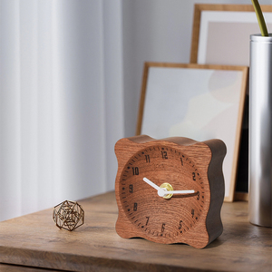 <span class=keywords><strong>Horloge</strong></span> de table analogique en bois massif portable EMAF, design cube, avec alarme, idéale pour la décoration de salle de classe, cadeau promotionnel mignon - Product Image 3