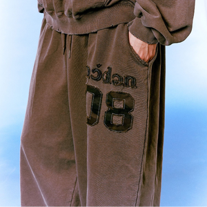 Low MOQ Custom Schwergewicht Fleece Baumwolle Reiß verschluss Tasche Kordel zug Taille Übergröße Grau Stein Säure Wash Jogger Männer Jogging hose - Product Image 4