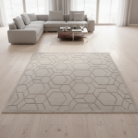 Tapis de luxe moderne en laine/soie, à poils ras, tufté à la main, avec dos antidérapant, pour salon