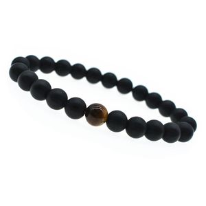 Bracciale di perle di pietra 8 mm naturale cristallo opaco occhio di tigre per coppia amante braccialetto ST240 - Product Image 2
