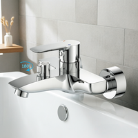 Robinet de baignoire au design minimaliste moderne en alliage de zinc chromé avec cartouche céramique, idéal pour les salles de bain d'hôtels et d'appartements