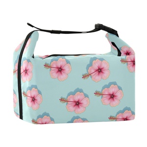 Hawaiian Pink Hibiscus Flower Lifestyle Custom Insulated Thermal Lunch Cooler Bags Lightweight Eco-Friendly Cooler Lunch Bag - Product Image 2