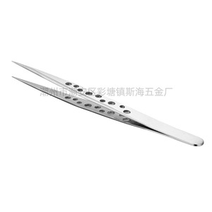 Pincettes perforées en acier inoxydable, pincettes de précision à 9 trous, pointes brillantes, outils de greffage, de beauté, d'art des ongles, faux ongles - Product Image 2