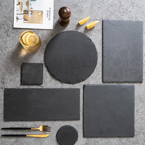 Bandeja de piedra pizarra plato <span class=keywords><strong>occidental</strong></span> bandeja de tablero de madera de bambú plato de cena platos para Pizza bistec comida Sushi plato restaurante vajilla - Product Image 2