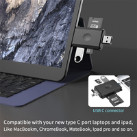 3 conectores para SDXC,Micro Compatible con Win Dows,Mac OS 3 en 1 Lector de tarjetas SD TF plegable Lectores de tarjetas de memoria