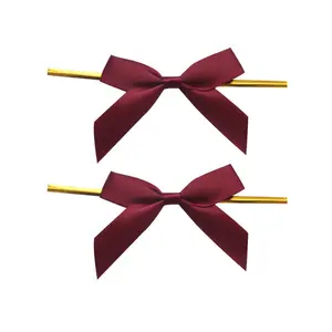 Custom handmade satin ribbon bows with twist tie for chocolate bags