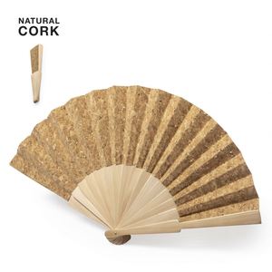 Eco-Friendly Custom Logo Engraving on Wooden Ribs Cork Fabric Hand <b>Fan</b> Foldable Summer Beach Business & Promotional Gift - Product Image 4
