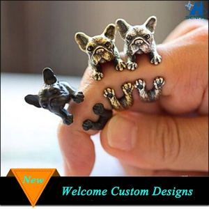 Anillo con diseño de perro <span class=keywords><strong>Bulldog</strong></span> francés Unisex, joyería, barato, fabricante - Product Image 2