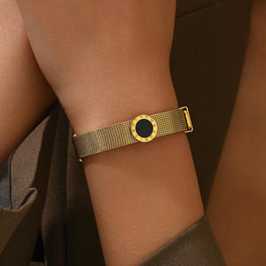 Moda donna oro placcato 18K cinturino in acciaio inossidabile regolabile Multi-colore numeri romani Charm bracciali gioielli - Product Image 2