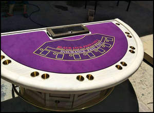 Demi-rond Blackjack Poker Table Casino de luxe avec jambes en bois et porte-gobelets <span class=keywords><strong>Pied</strong></span> 7 Club Event Wood Felt Top Rail <span class=keywords><strong>Roulette</strong></span> - Product Image 3