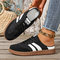Mules décontractées rétro pour femmes, à lacets, bout fermé, sans talon, à enfiler, plates, multicolores, tendance