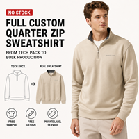 Sudadera Personalizada Beige de Algodón Premium con Cierre de Cremallera, Cuello Alto, Logotipo en el Pecho, Ribete Acanalado, Sudadera Casual Minimalista para Hombre