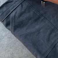 Pantalon de travail vintage en toile cirée, jambe large, braguette boutonnée, jean baggy, boucle arrière, jean en toile de coton 15 oz