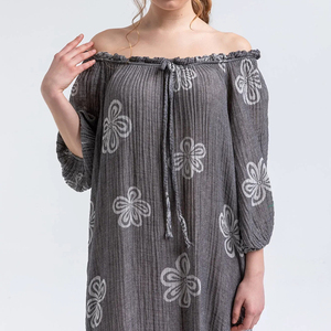 Nouvelle robe maxi décontractée à manches longues à col rond surdimensionnée à imprimé plage respirante personnalisée 100% coton doux - Product Image 5