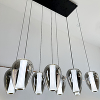 Lampe à Suspension en Boule de Verre Clair Gris Fumée pour Salle à Manger Moderne Restaurant Lampe Suspendue Décorative en Verre Moderne