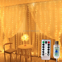 Guirlande de rideaux lumineux à 8 modes pour la maison, le jardin et la fête de Noël, le mariage et USB.