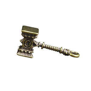 Portachiavi con ciondolo a forma di martello vichingo da uomo in ottone artigianale - Product Image 1