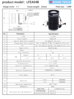 Objectif ITS Traffic Lens Series LFEA04B, taille de la puce 1.1, distance focale 25 mm, ouverture F1.2, 12 MP, mise au point électronique