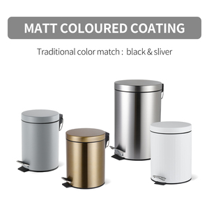 Stainless Steel Oval Soft-Close Garbage <b>Bin</b> Office Waste Recycle <b>Bin</b> with Foot Pedal and Indoor/Outdoor Use Size3L - Product Image 2